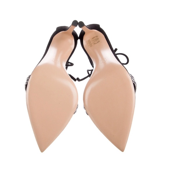 Gianvito Rossi Montecarlo Black Suede & Crystal Stiletto Heel Ankle-tie … - Picture 14 of 16